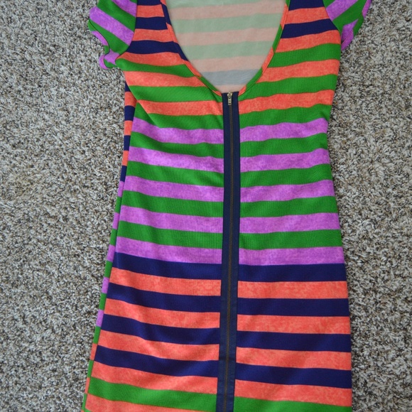 Multi colored Stripped Womens Dress - Picture 4 of 5